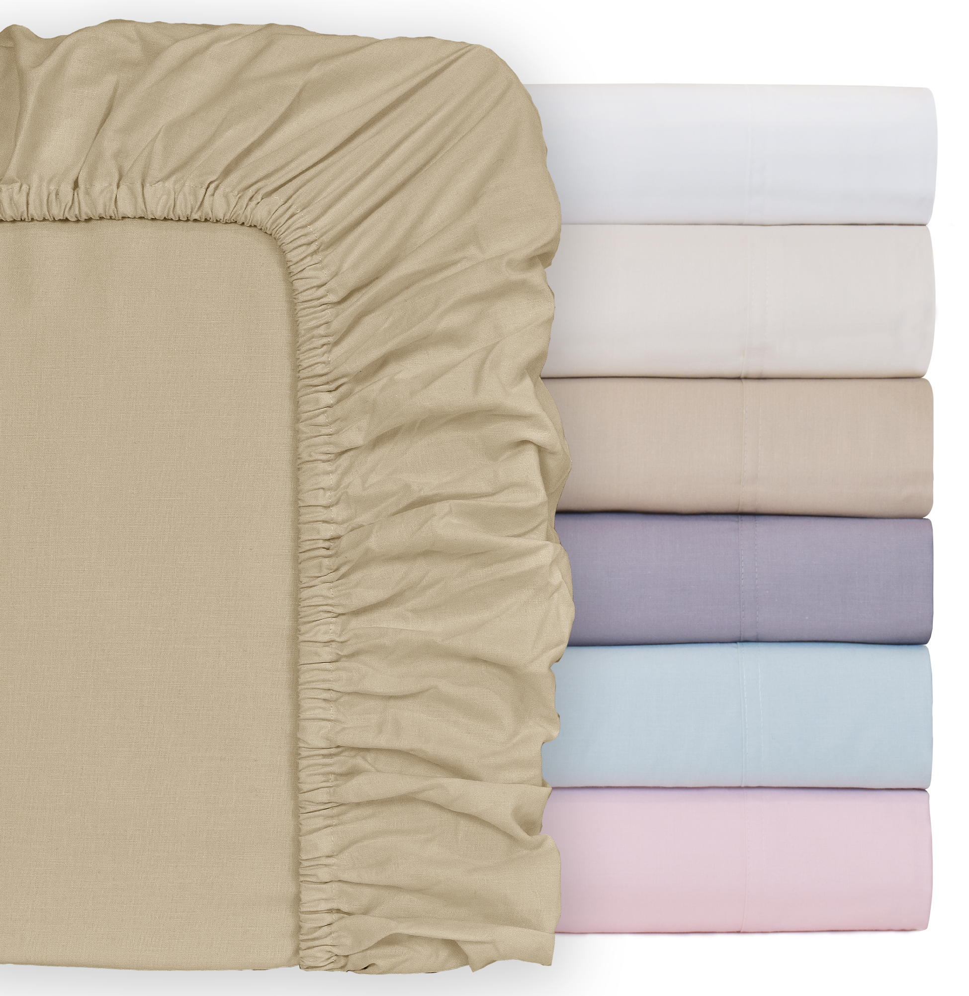 Lençol de Baixo Ajustável 100% Algodão Cama de Casal 160 Nude Bege Claro