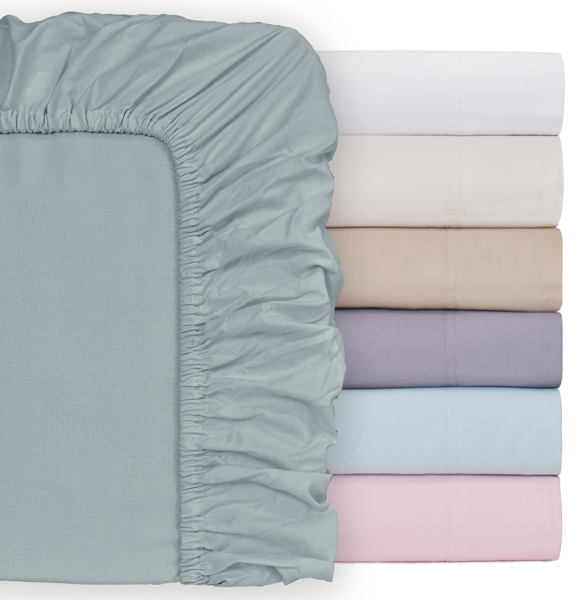 Lençol de Baixo Ajustável 100% Algodão Cama de Casal 160 Nude Azul Aqua