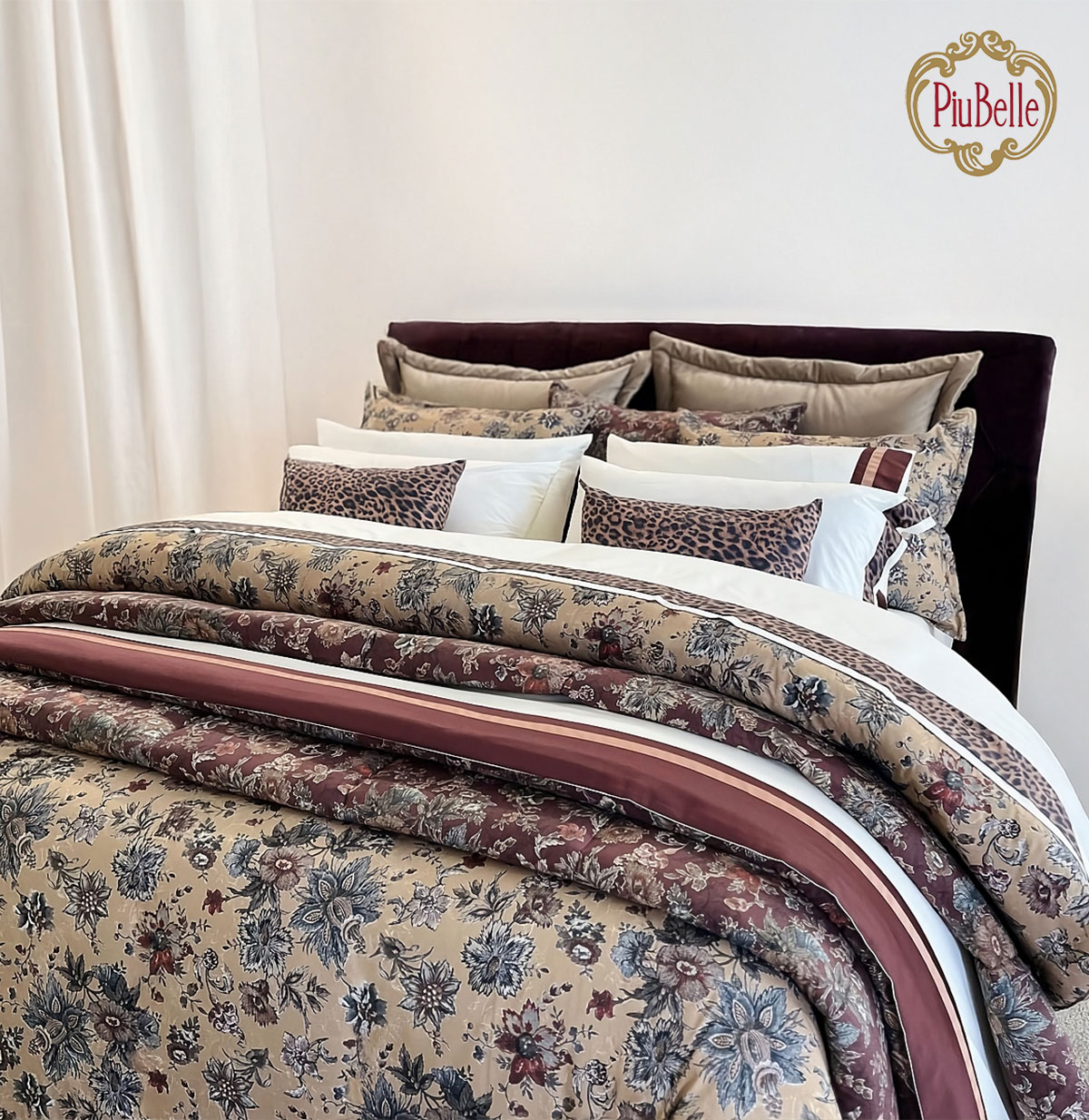 Capa de Edredão Cama de Casal Giulia 3 Peças Bege