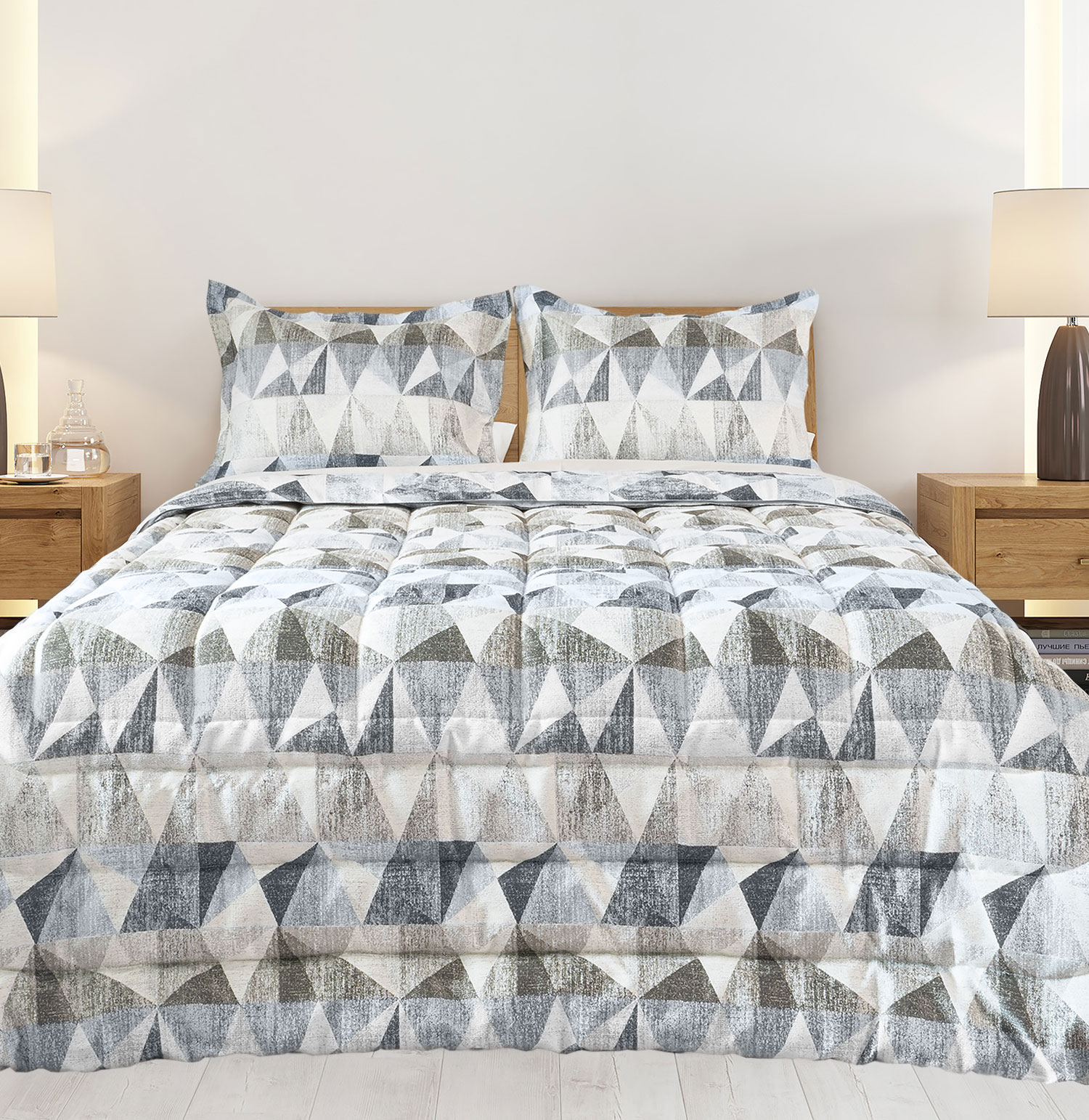 Colcha Cama de Casal Nara Geométrico Azul