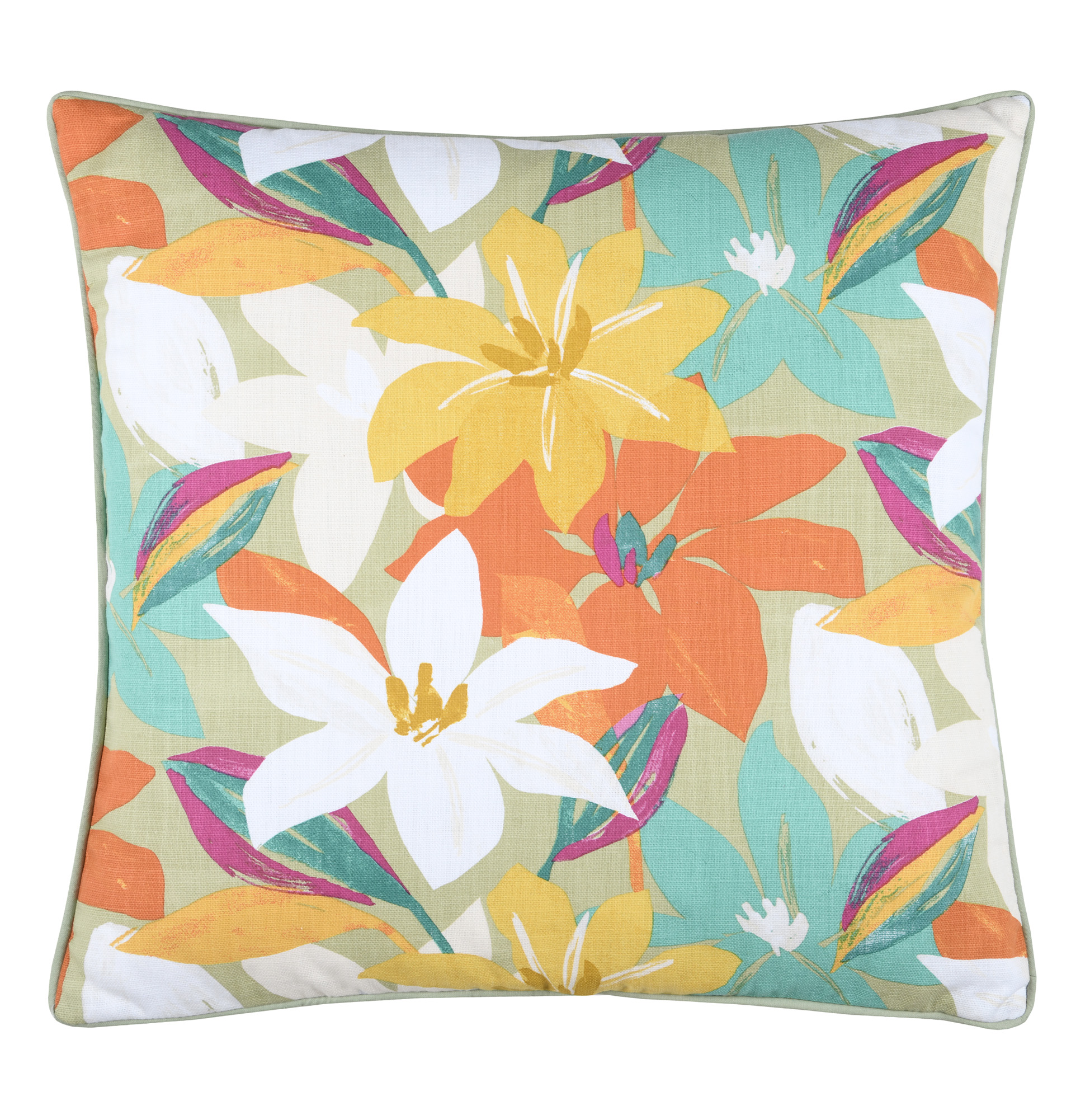 Almofada Decorativa Floral Vanina 001 Quadrada Laranja