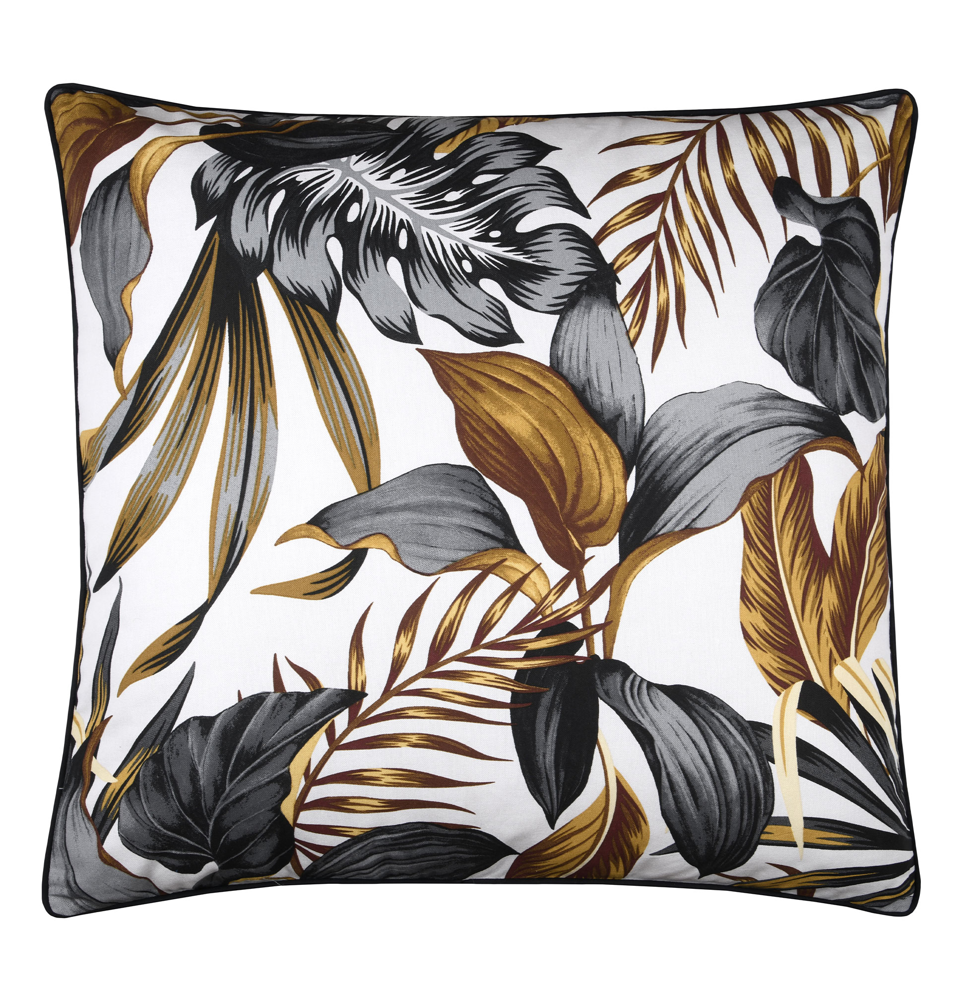 Almofada Ouvea em algodão com padrão floral e vivo preto 60 x 60 cm