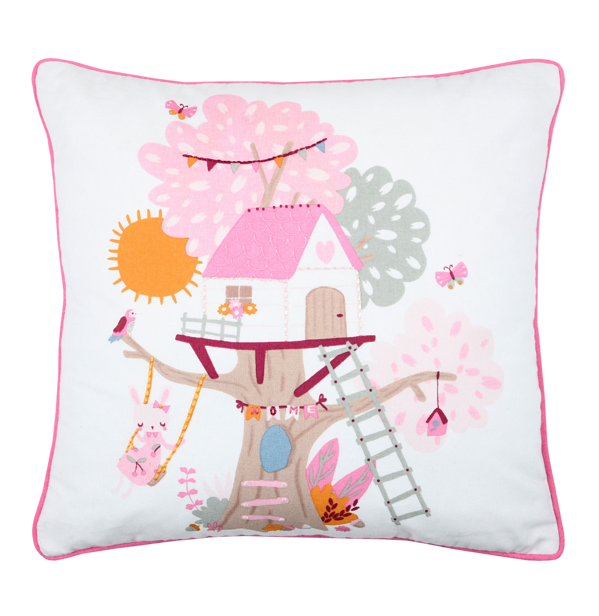 Almofada Decorativa Infantil Matty Quadrada Multicolor/Rosa Claro