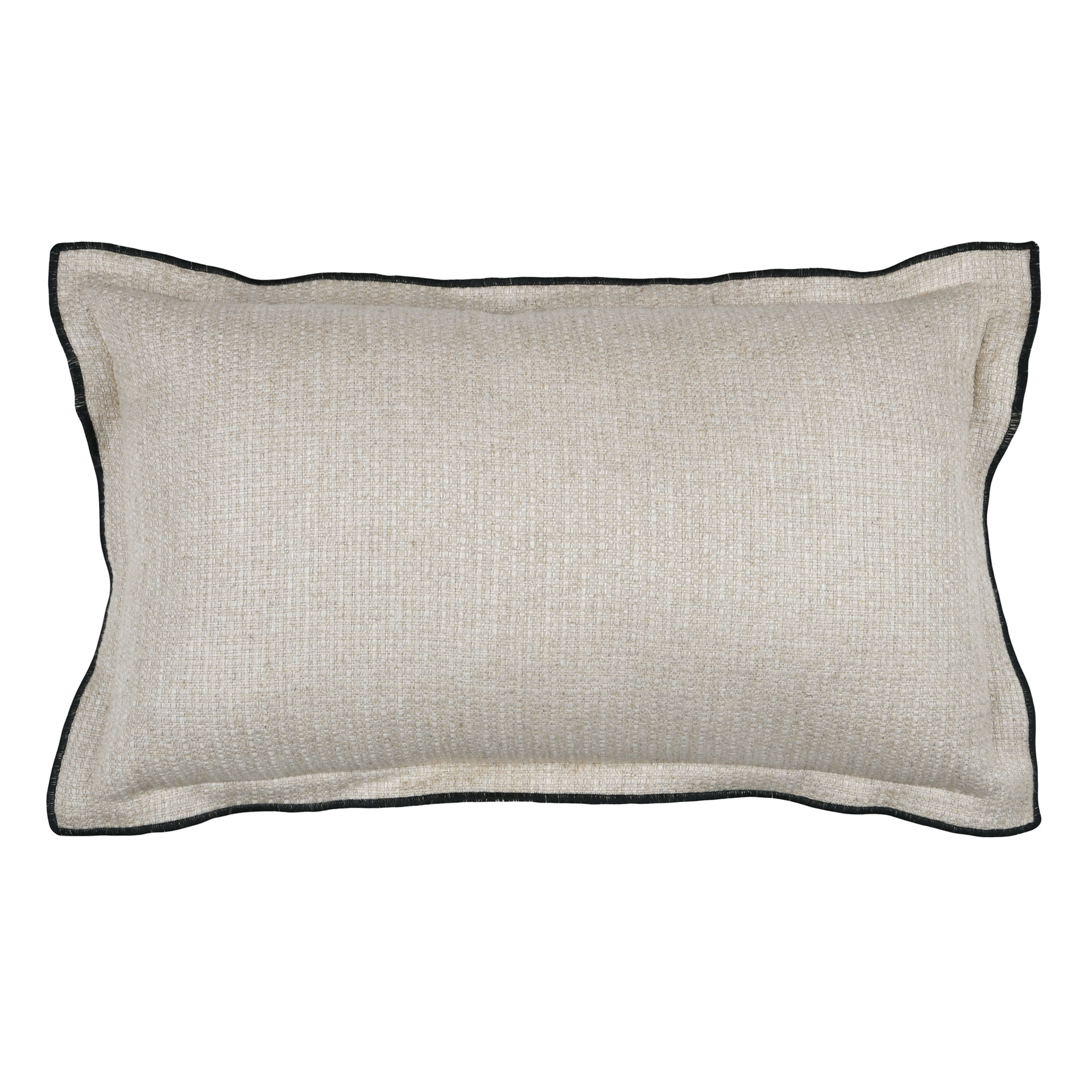 Almofada Aline em algodão e linho bege com detalhe preto 30 x 50 cm