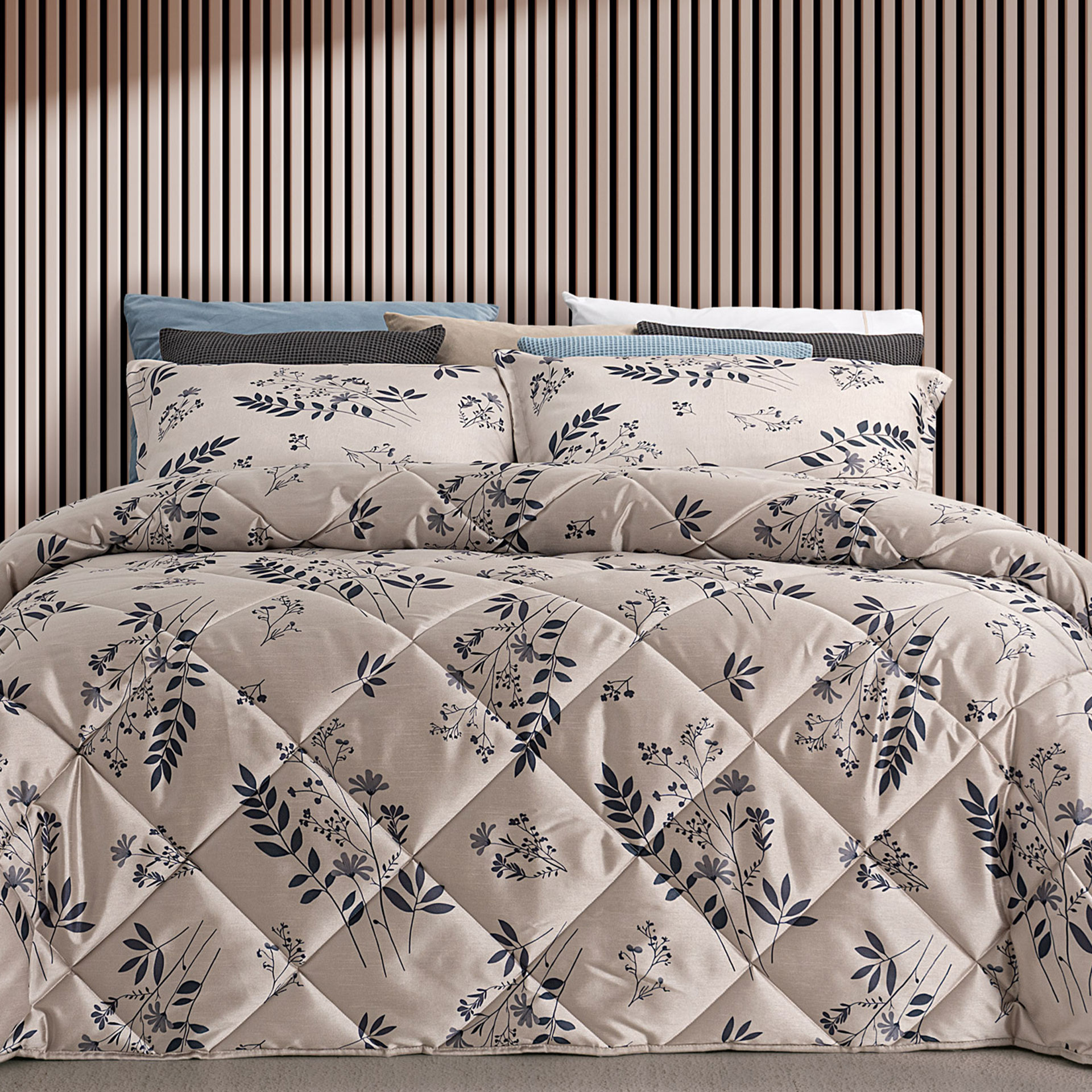 Colcha Cama de Casal Sila Floral Azul