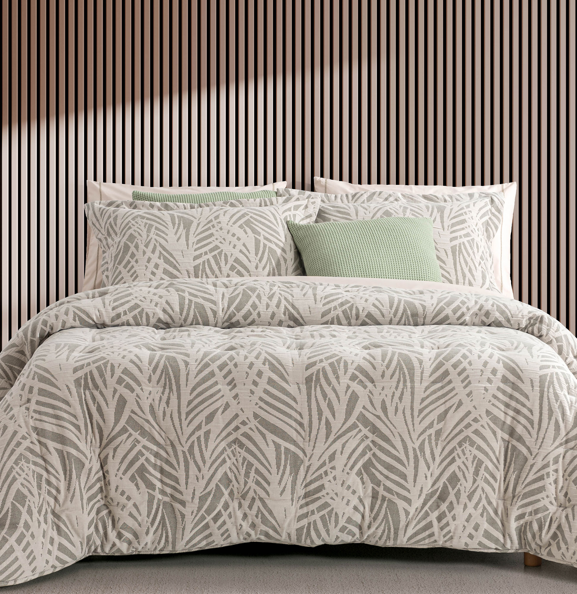 Colcha Cama de Casal Marco Floral Verde