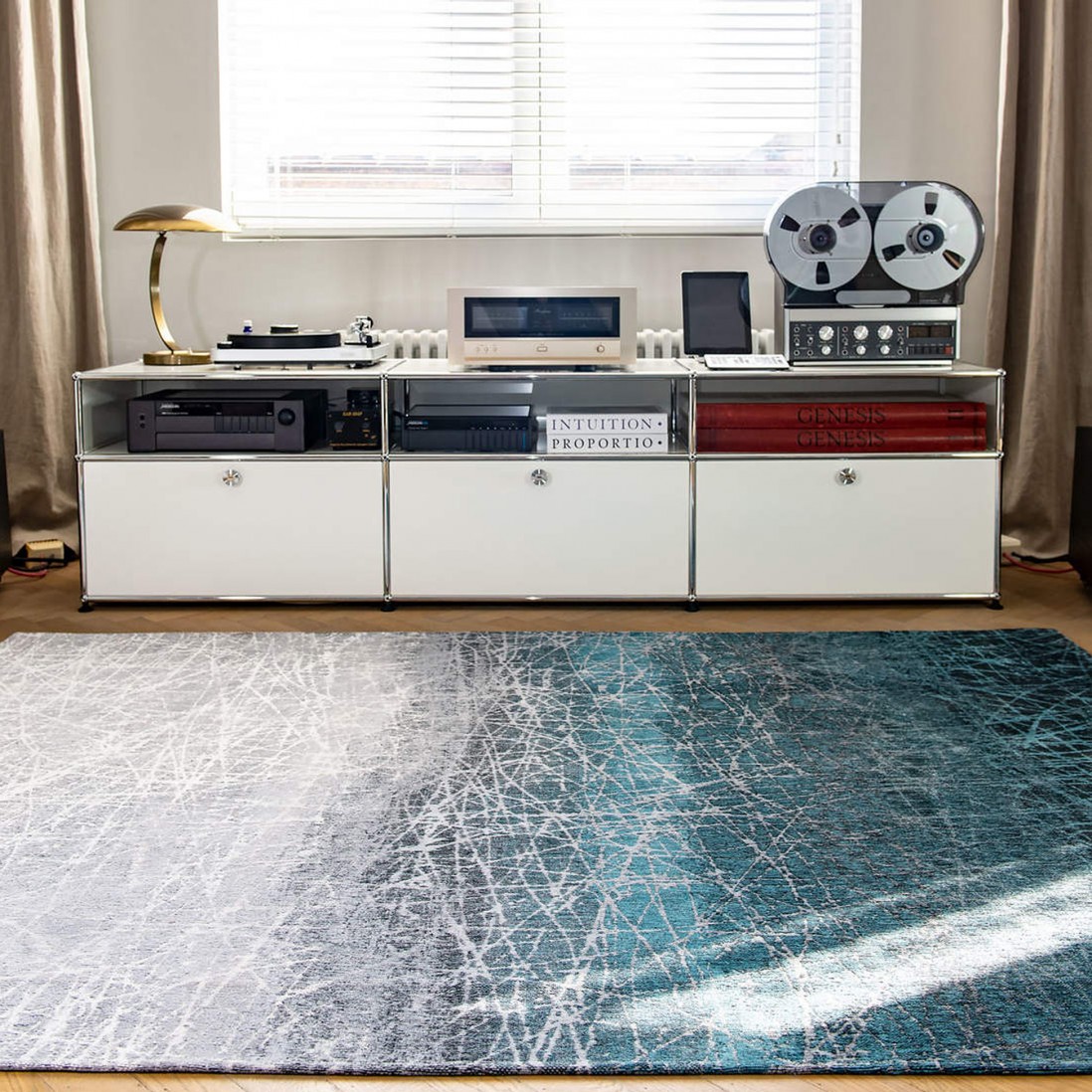 Alfombra Abstracta Freeze Chenille 8877 Azul