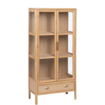 Wooden Display Cabinet with 2 Doors and Drawer 788 Brown