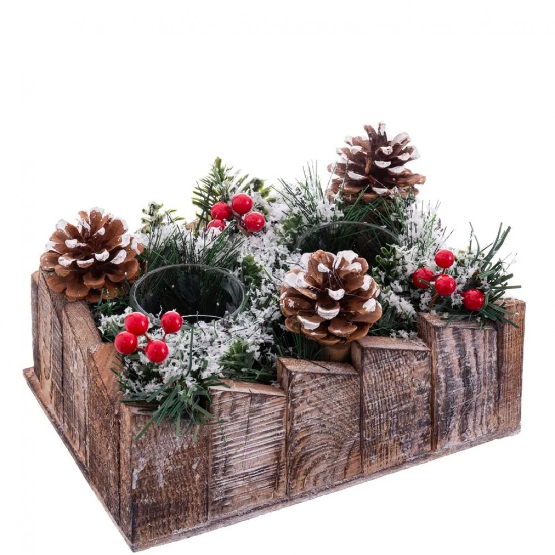 Portavelas de Navidad de Madera 619 Marrn