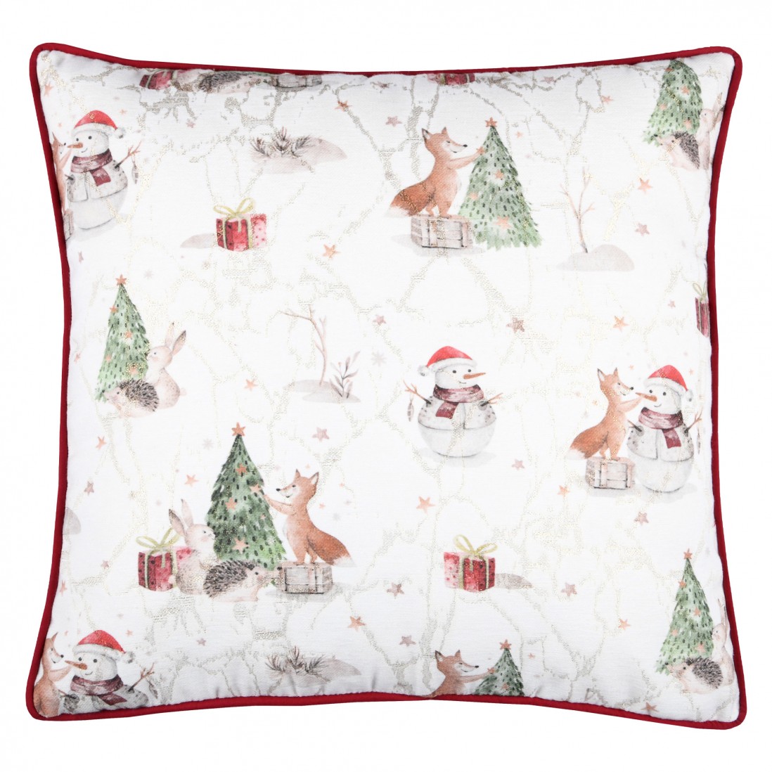 Almofada Decorativa de Natal History/Aquitaine Quadrada Vermelha