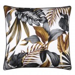Ouvea cotton cushion with floral pattern and black piping 60 x 60 cm