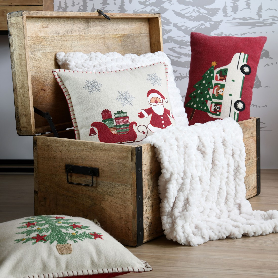 Almofada Decorativa de Natal Malicieux 001 Quadrada Vermelha