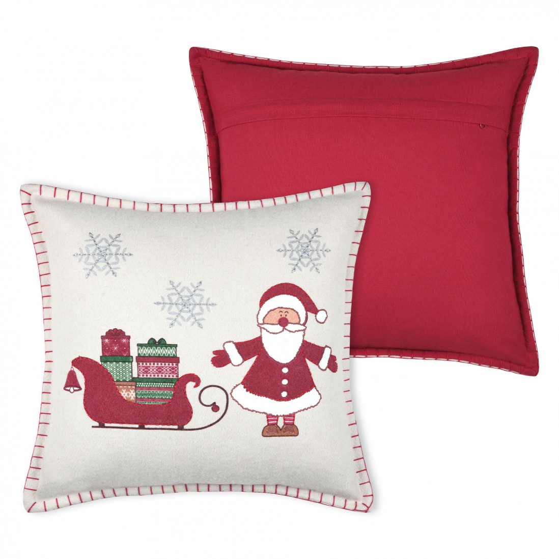 Almofada Decorativa de Natal Malicieux 001 Quadrada Vermelha