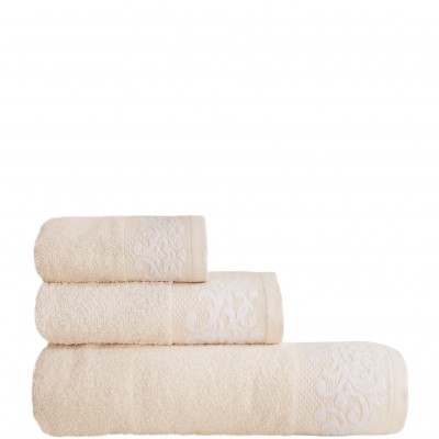 Cadiz 100% Cotton 3 Towels Bath Set Beige