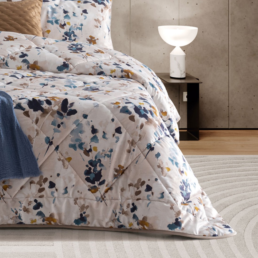 Mel Floral Double Bed Bedspread Velvet Multicolor