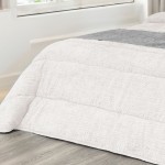 Edredn de Cama Doble Fina Falso Liso Blanco Natural