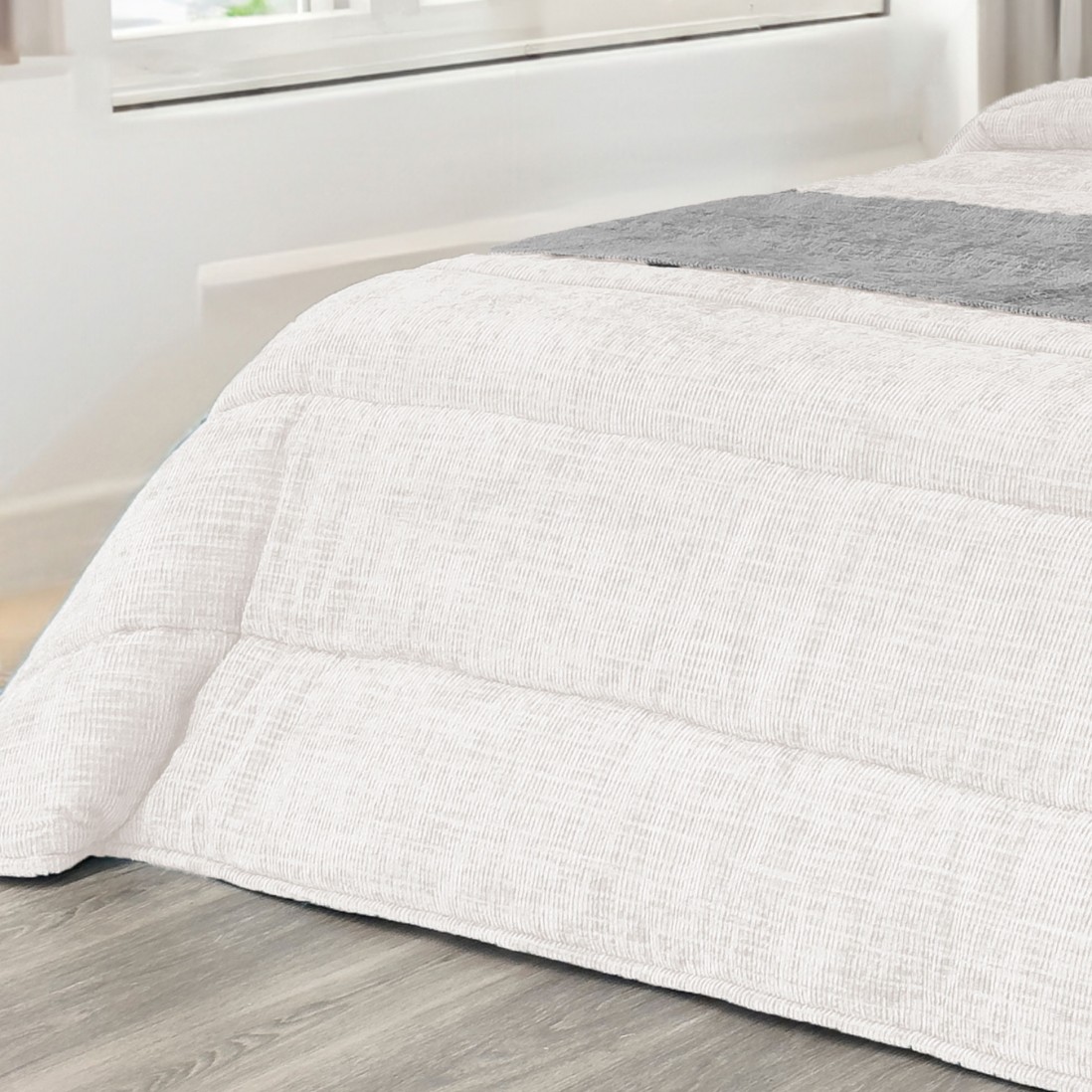 Fina Plain Double Bed Bedspread Natural White