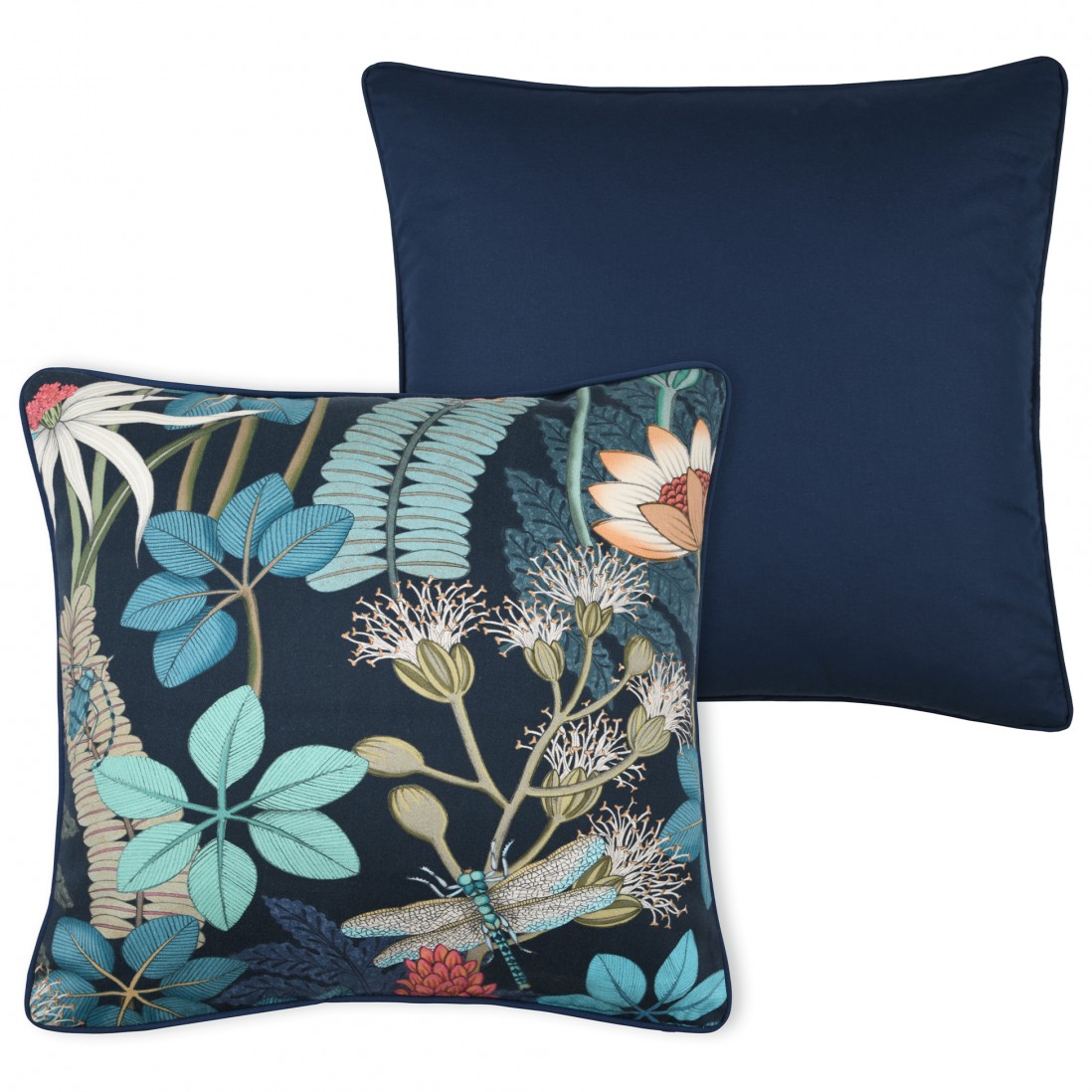 Libelula 001 Floral Decorative Cushion Multicolor/Navy Blue