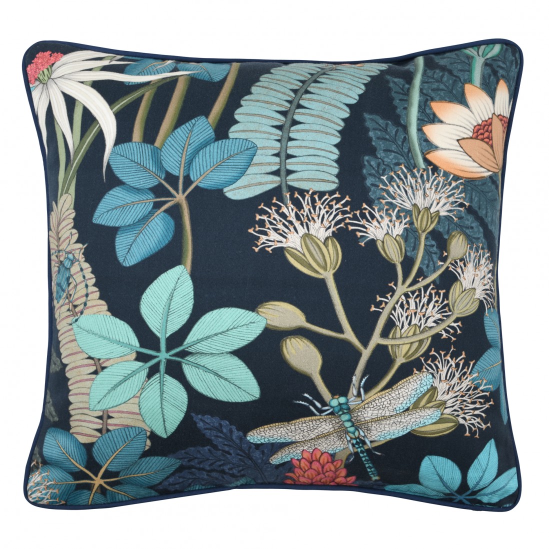 Libelula 001 Floral Decorative Cushion Multicolor/Navy Blue