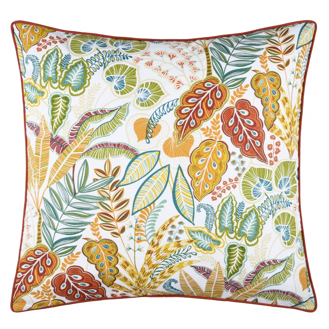 THAILANDE 001 Floral Decorative Cushion Square Orange