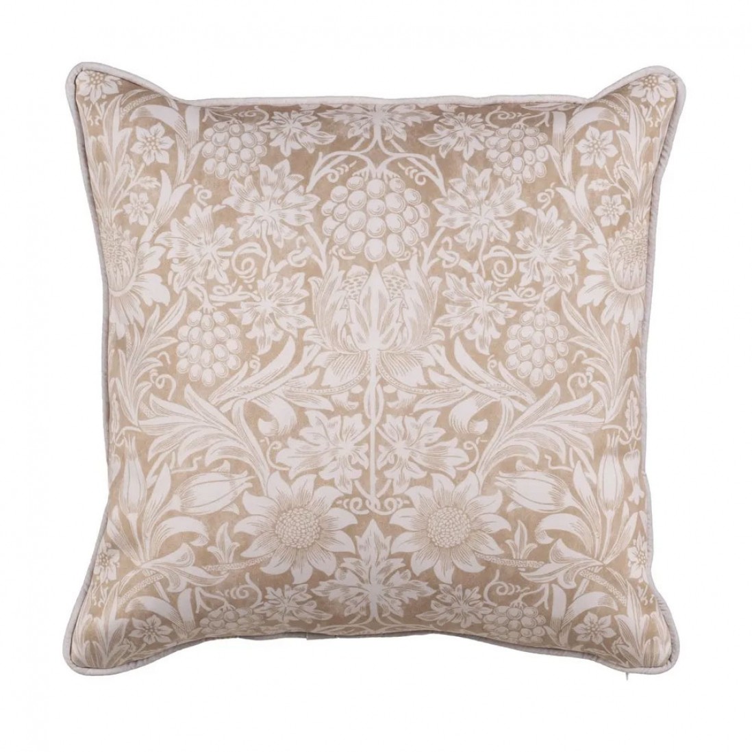 Flores 836 Floral Decorative Cushion Square Light Beige