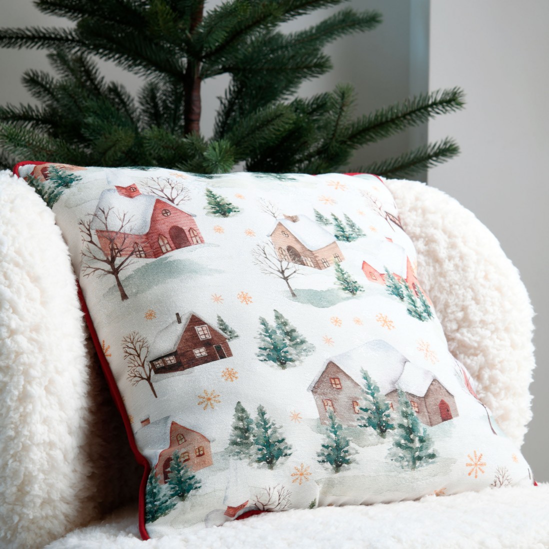 Almofada Decorativa de Natal Melbo 001 Quadrada Vermelha