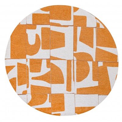 Abstract Modern Rug Edges Chenille 9367 Orange