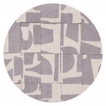 Abstract Round Area Rug Edges Chenille 9366 Beige