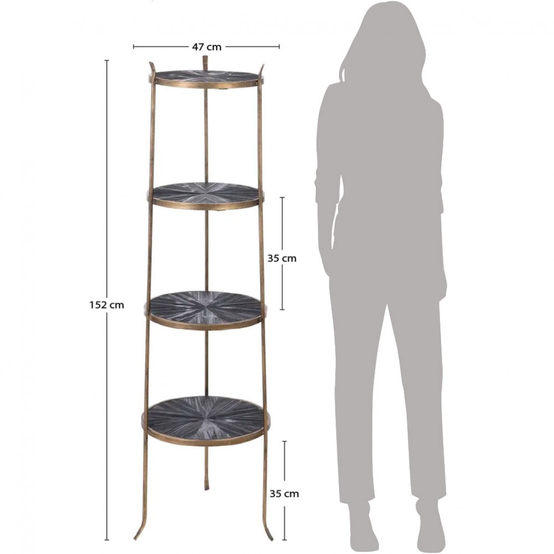 Metal and Wood Bookcase 990 Golden