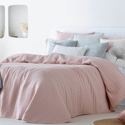 Linette Plain Double Bed Bedspread Pink