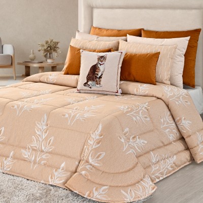 Edredn de Cama Doble Inari Floral Amarillo Crema