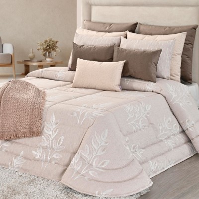 Edredn de Cama Doble Inari Floral Beige Claro