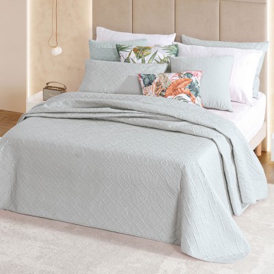 Troia Desi Geometric Double Bed Bedspread Light Gray