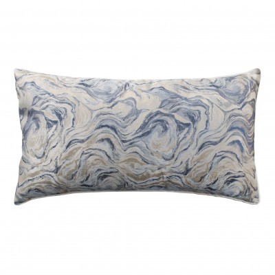 Marm Abstract Decorative Cushion Rectangular Blue