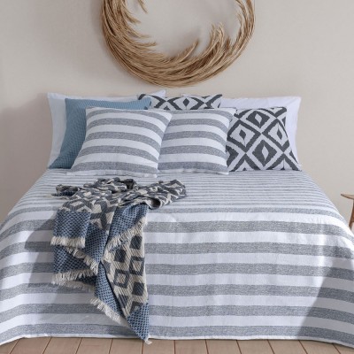 Earth Geometric Double Bed Bedspread Blue