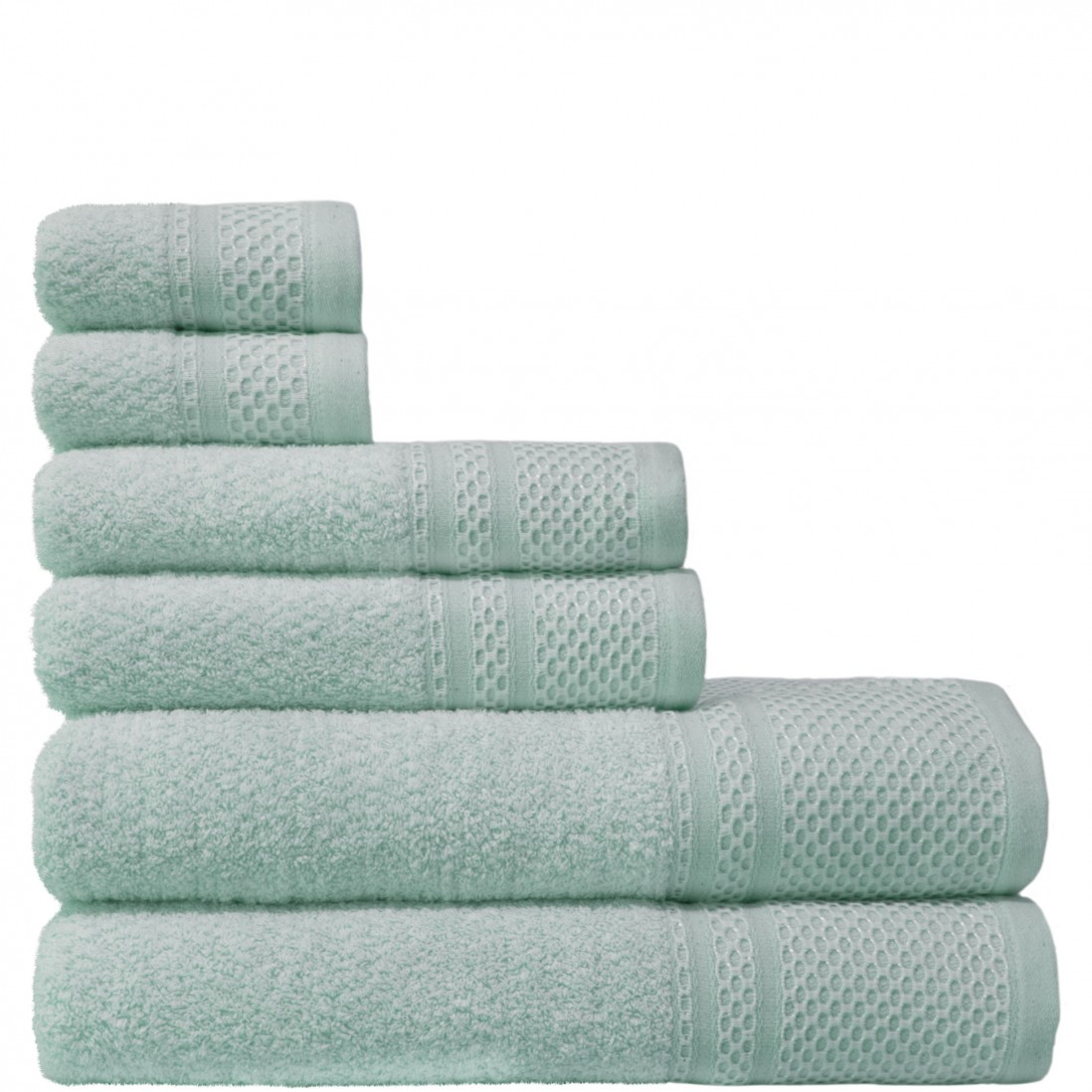 Fil F-300 100% Cotton 6 Towels Bath Set Aqua Green