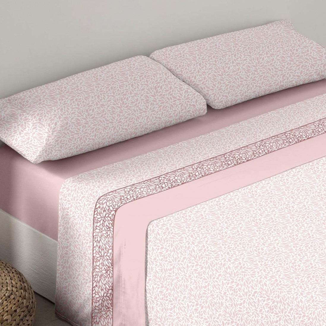 Jogo de Lenis Cama de Casal Illusion 4 Peas Rosa