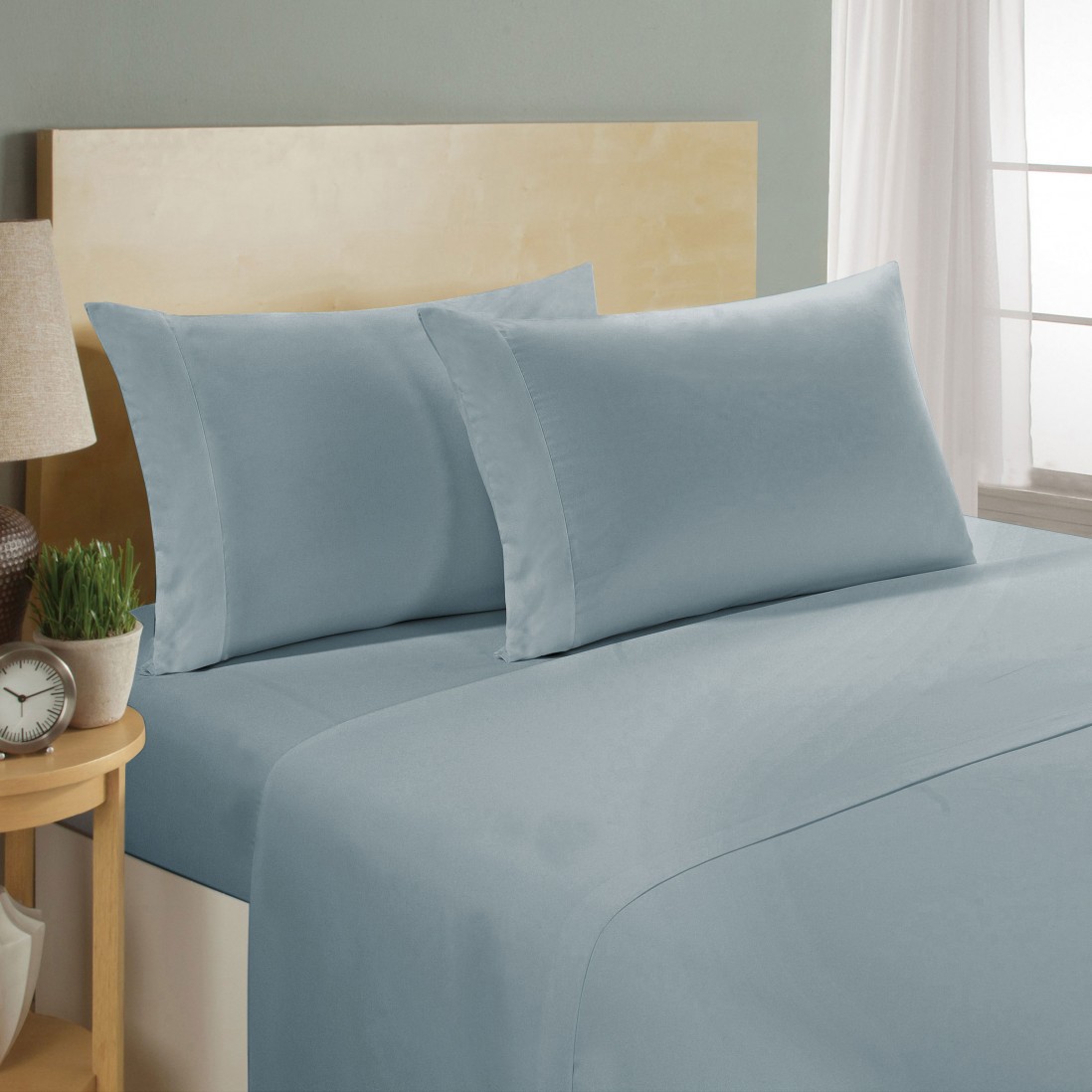 Micro 4 Piece Double Bed Set Blue