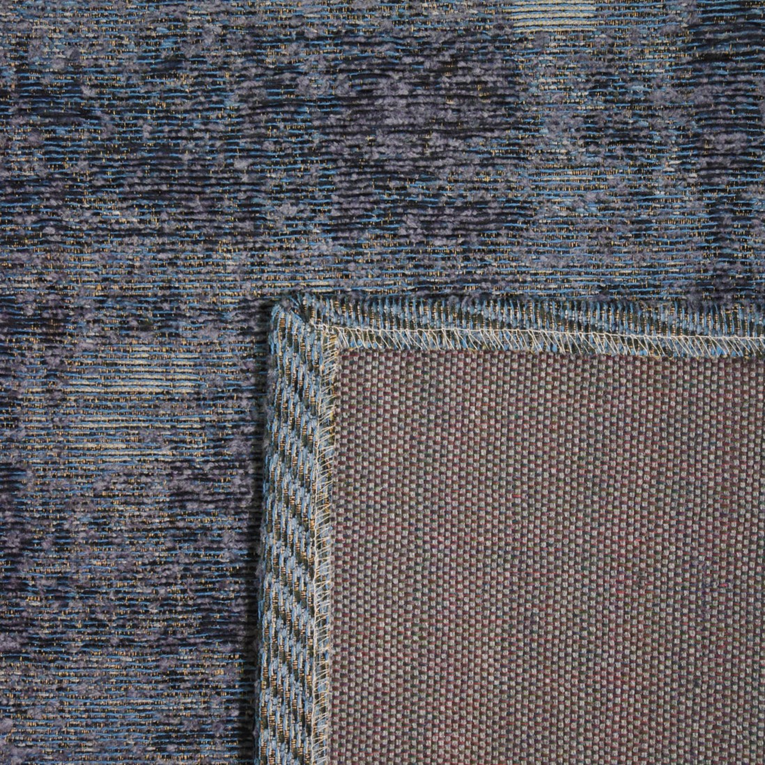 ANTIK CHENILLE GRUNGE BLUE AREA RUG