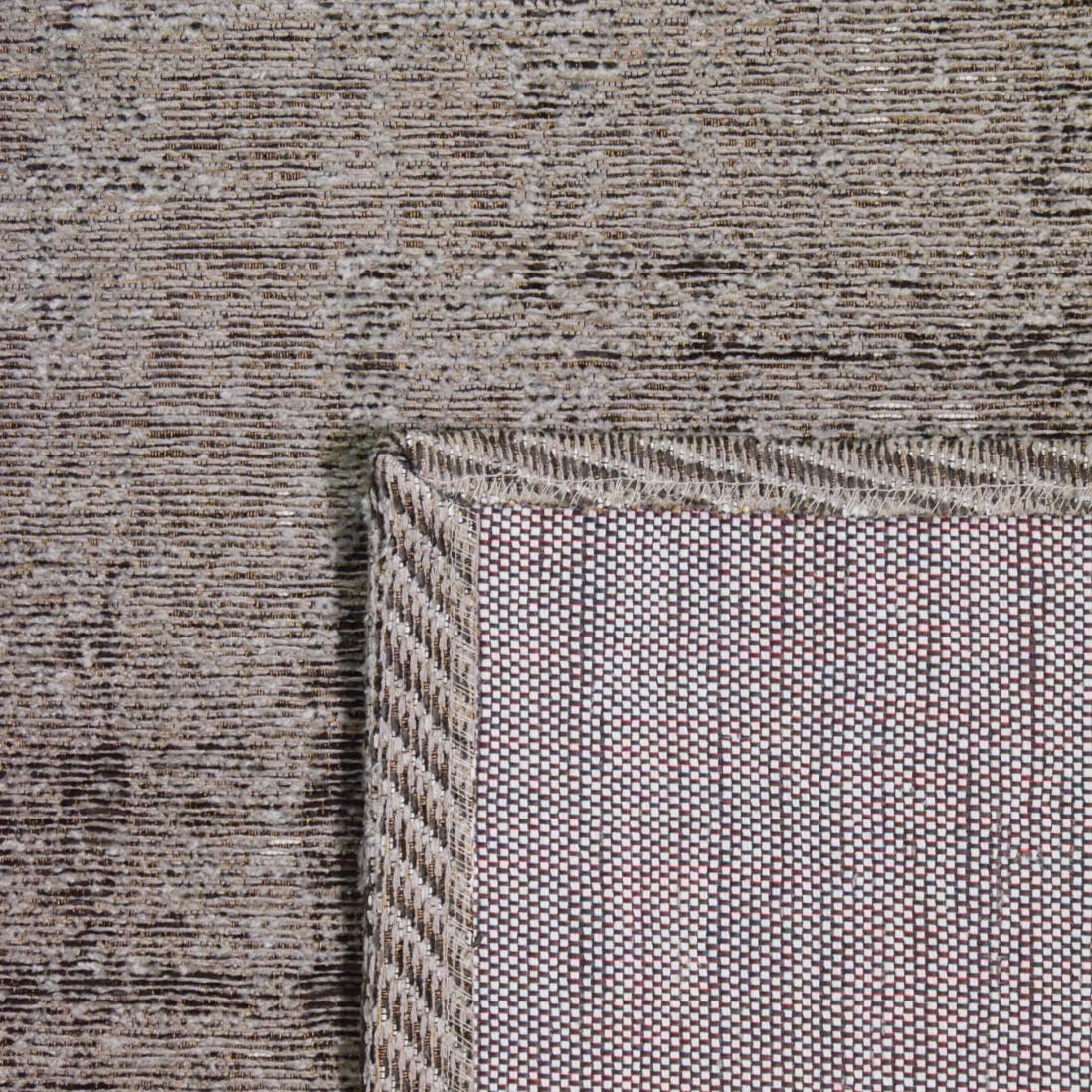 Plain Area Rug Antik Chenille Grunge Taupe