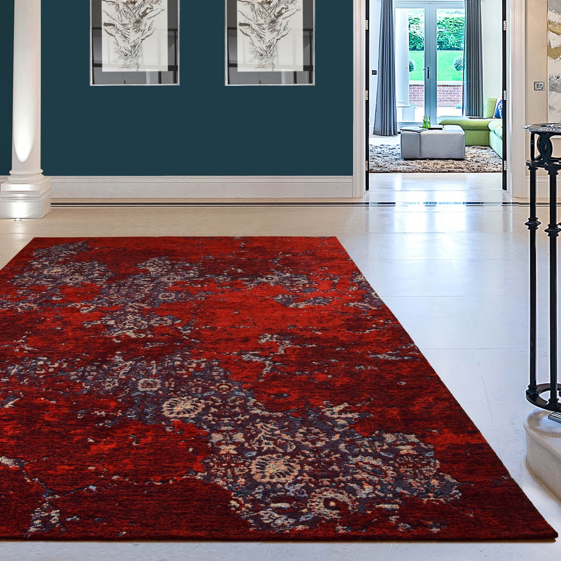 PERSIAN CHENILLE RISA/RED AREA RUG