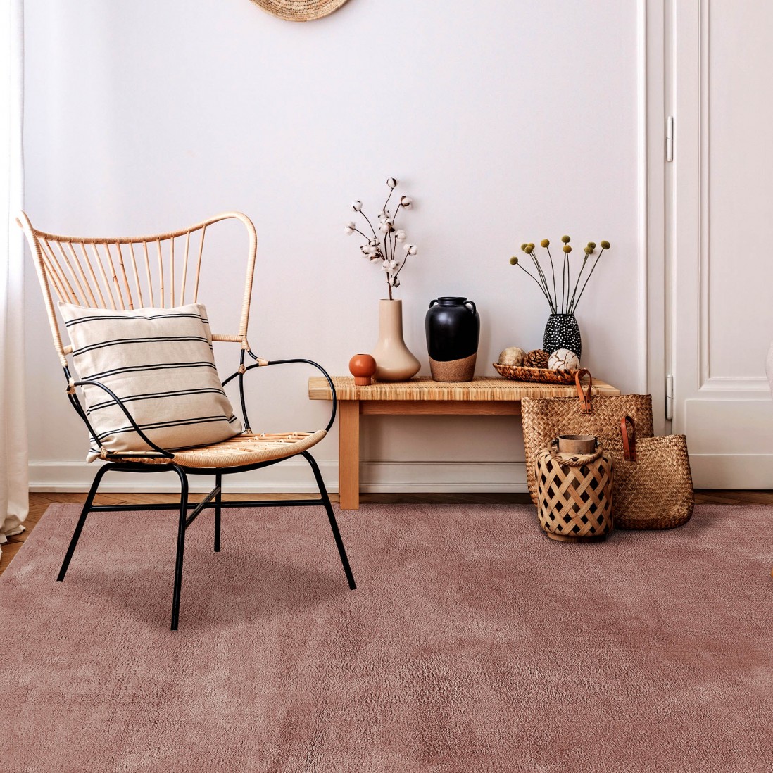 Plain Area Rug Boheme 038 Pink