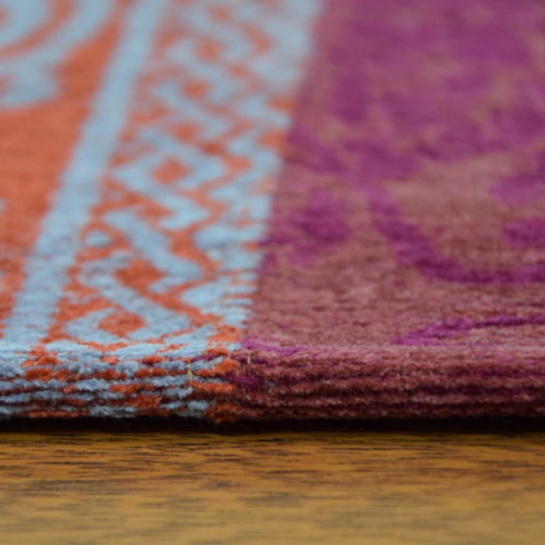 Vintage Area Rug Patchwork Chenille 8371 Pink
