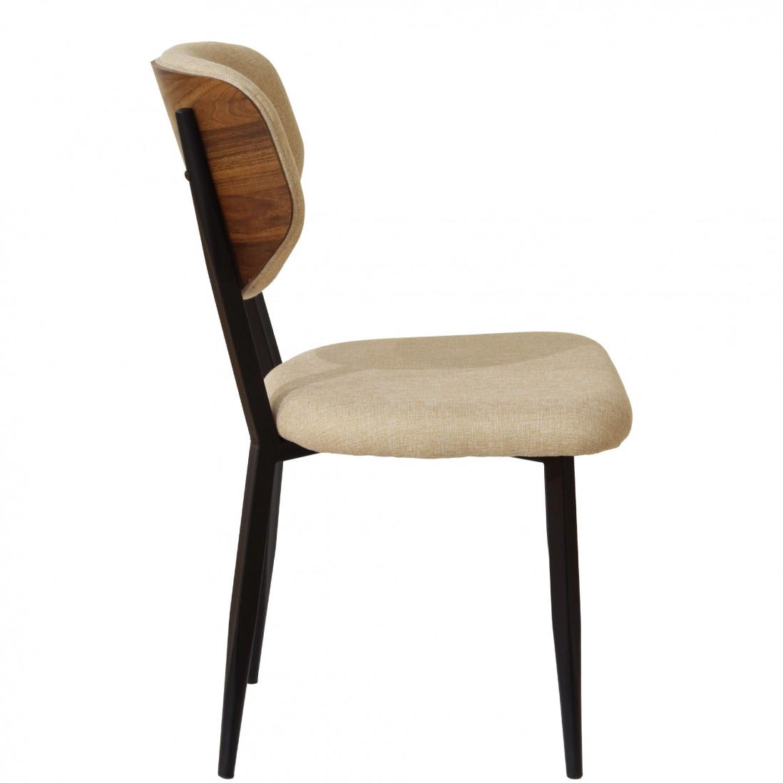 Wooden and Fabric Dining Chair Pantin Beige