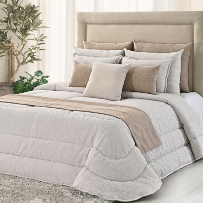 Edredn de Cama Doble Pirita Geomtrico Beige