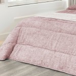 Colcha Cama de Casal Fina Falso Liso Rosa