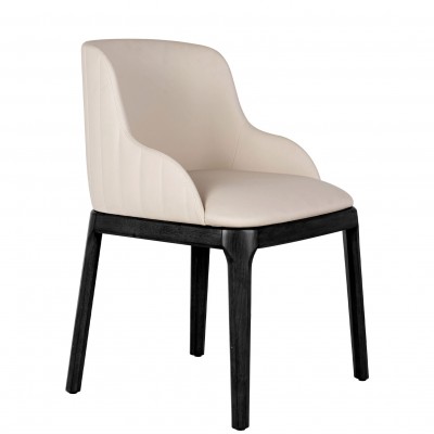 Dining Polyskin Chair Toulouse Beige/Black - Pack 2