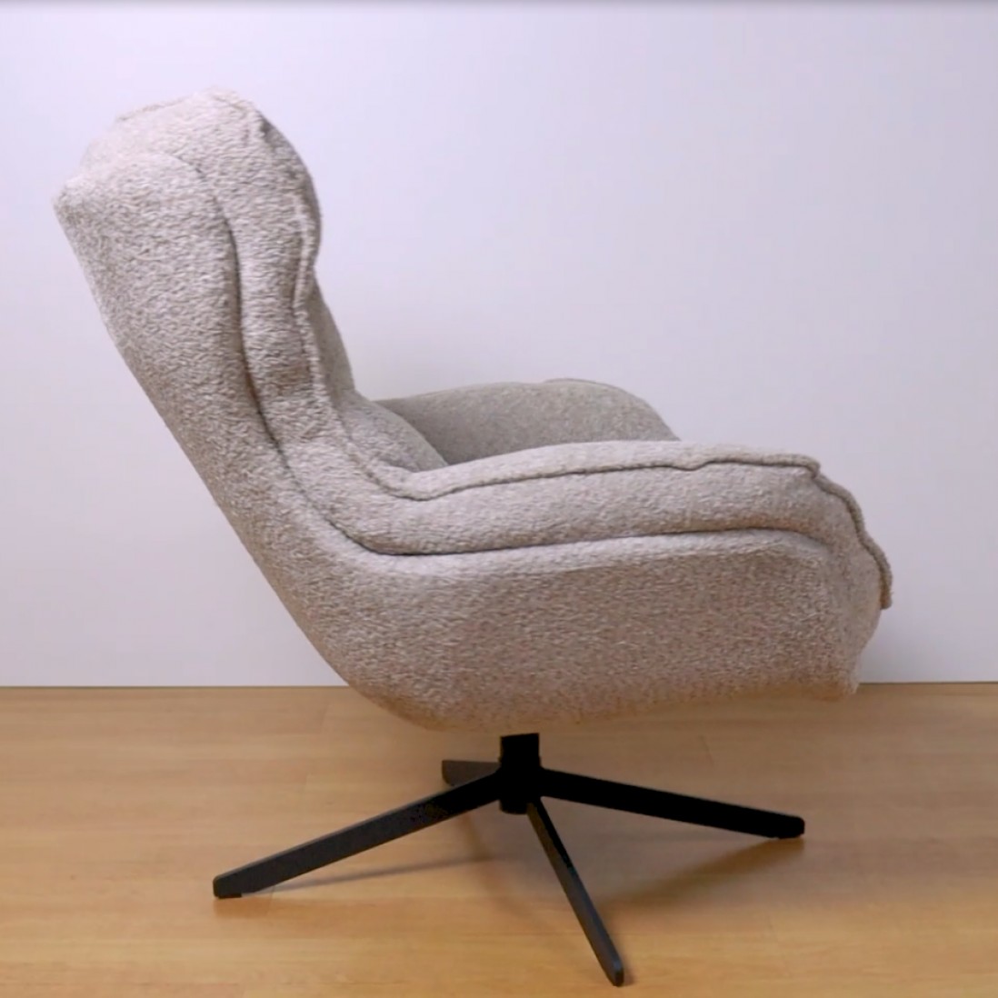 Boucl� Fabric Swivel Armchair Chablis Beige