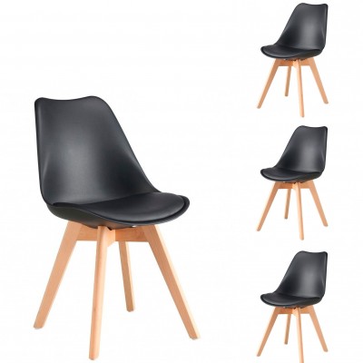Nordic Kitchen Chair Scandinave Black - Pack 4 Nordic Kitchen Chair Scandinave Black - Pack 4