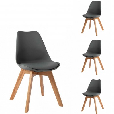 Nordic Kitchen Chair Scandinave Dark Gray - Pack 4 Nordic Kitchen Chair Scandinave Dark Gray - Pack 4